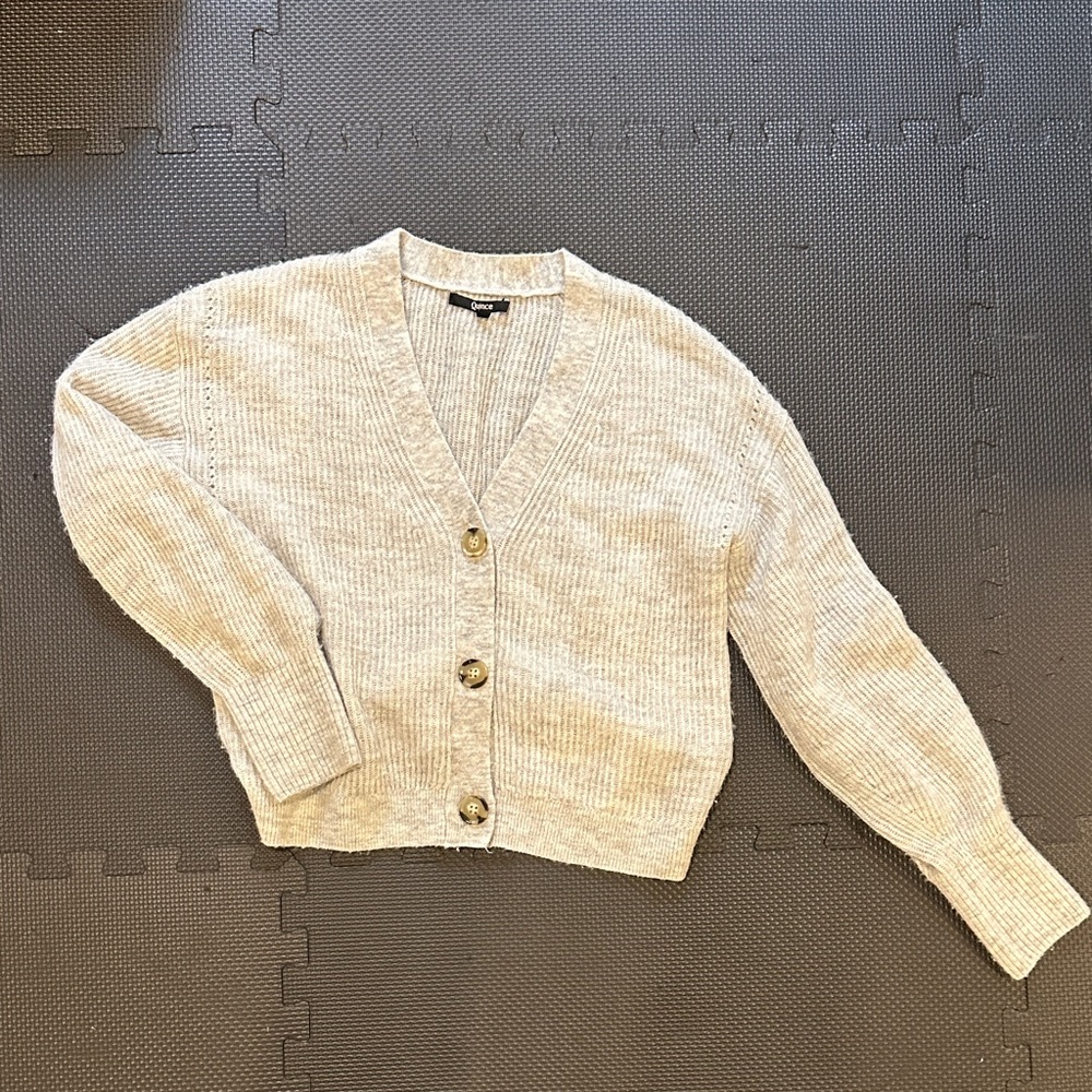 Quince Cream Merino Cardigan Sweater Medium